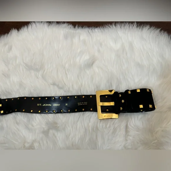 ST. JOHN Black and Gold Studded Belt - Picture 7 of 8